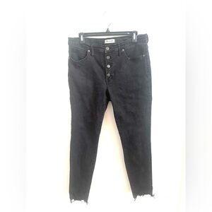 MADEWELL jeans 9” Rise Skinny Berkeley Fringe  Dark Grey  #H3026 Button Front